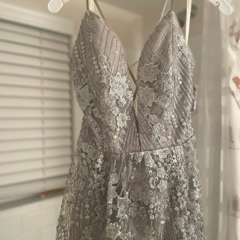 David’s Bridal stunning sequin silver dress